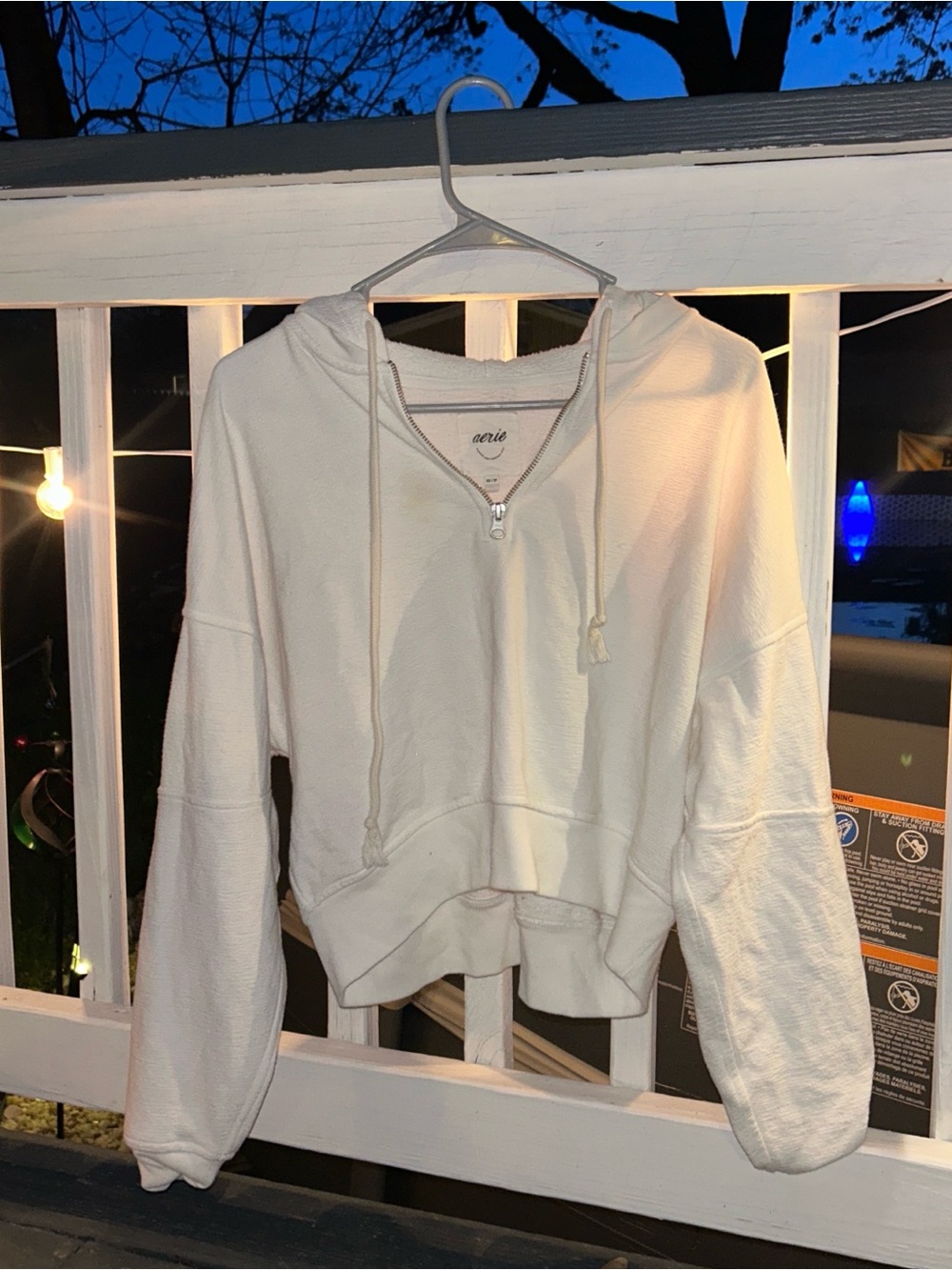 aerie Cream Half-Zip Hoodie Pullover